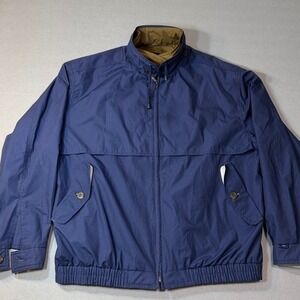 London Fog Nostalgic Vintage Navy Blue Bomber Jacket Mens Long Windbreaker